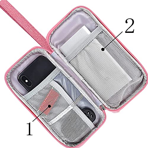 Qinntono Electronics Accessories Organizer Pouch Bag, Universal Travel Digital Accessories Storage Bag for Portable Charger, Cables, Earphone, iPhone, Cord, Customize Inside with Dividers, Pink