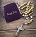Saint Benedict Evil Protection Medal with Cross Wood Beads Rosary Necklace Nazareth Store