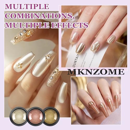 Image of Chrome Nail Powder, 12 Colors Metallic Mirror Powder Gold Silver Blue Purple Red Pink Brown Nail Art Decoration Glitter for DIY Nail Supplies, 1g /Jar, 12 Sponge Sticks
