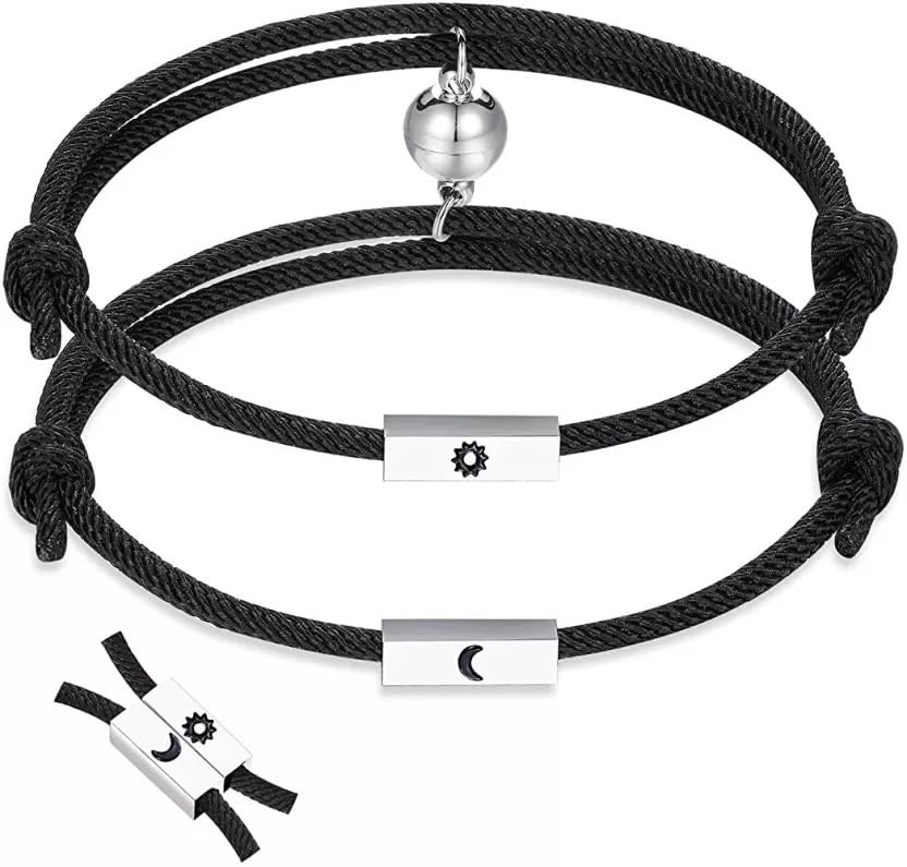 Amaal bracelet for girls boys boyfriend girlfriend Couple Bracelets for Mens Silver Bracelet for Women magnet Valentine lovers adjustable Beads magnetic Bracelet thread bracelet friendship A681 (B0CY8N82JD) Amazon Price History, Amazon Price Tracker