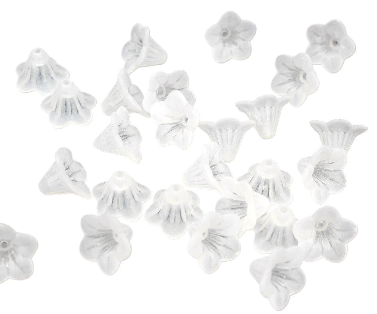 Blumenförmige Abstandhalter-Hohlperlenkappe, 50-300 Stück 10x14mm mehrfarbige matte Acrylperlen mit Blumenmuster for DIY-Schmuck und Bastelarbeiten