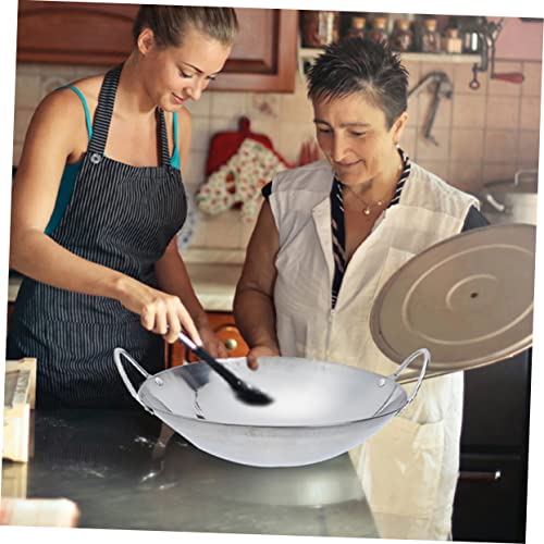 Wok de acero inoxidable con doble asa 2 piezas miniatura 2