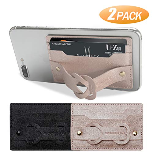 Phone Wallet, SHANSHUI Nano Magic Gel Pad PU Leather Credit Card Holder for Back of Phone Kickstand Pocket with Stand Compatible with iPhone, Android and All Smartphones
