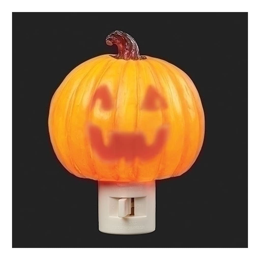 Roman Jack-O-Lantern Face Nightlight, 4.5-inch Height, Seasonal Lighting Decoration