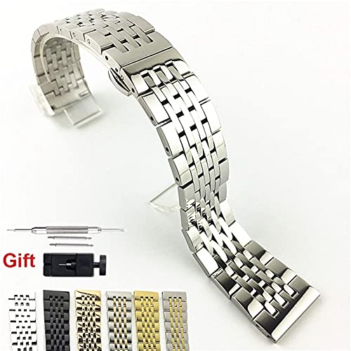 Brazalete de acero inoxidable de 21 y 22 mm con eslabones sólidos pulidos a mano 7