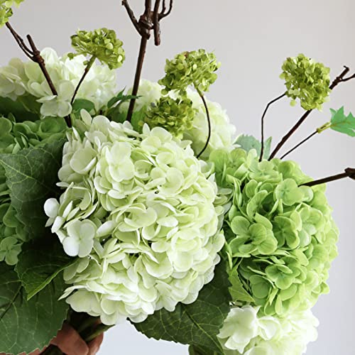 Zooeyroose 3 Pcs Green Hydrangea Artificial 21" Royal Real Touch Hydrangea Heads With Stems Lifelike Artificial Flowers For Diy Arrangements Wedding Bouquets Floral Home Festival Decorations #TOP3