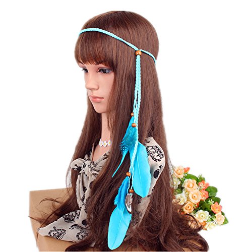 Indischer Feder-Kopfschmuck, Halskette, Taillenband, mit Pfauenfedern, Hippie-Haarband, Boho-Kopfbedeckung, für Karneval, Kopfschmuck, Haarschmuck, Maskeraden-Kostüm für Party, Festival Cover