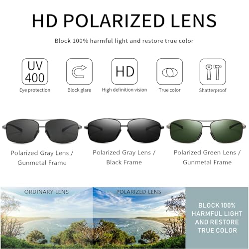 Image of SUNGAIT UV protection Ultra Lightweight Rectangular Polarized Sunglasses