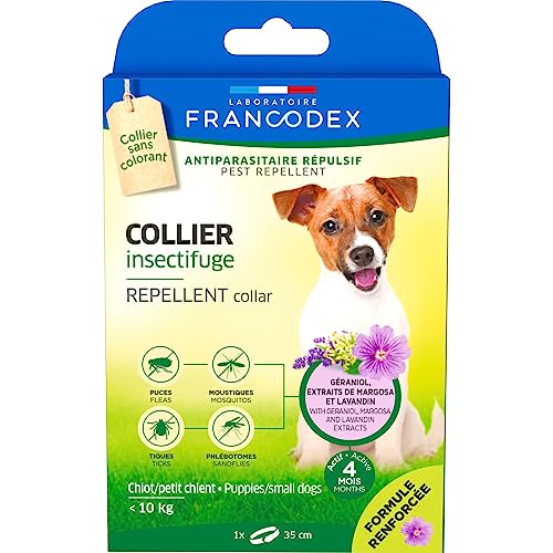 Francodex - Collier Insectifuge 35 cm pour Chiots et Petits Chiens de Moins de 10 kg Formule renforc