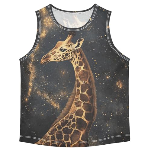 Boys Tank Top Shirts Giraffe Galaxy Stars Animal Sleeveless T-Shirts Crew Neck for Kids Clothing Children