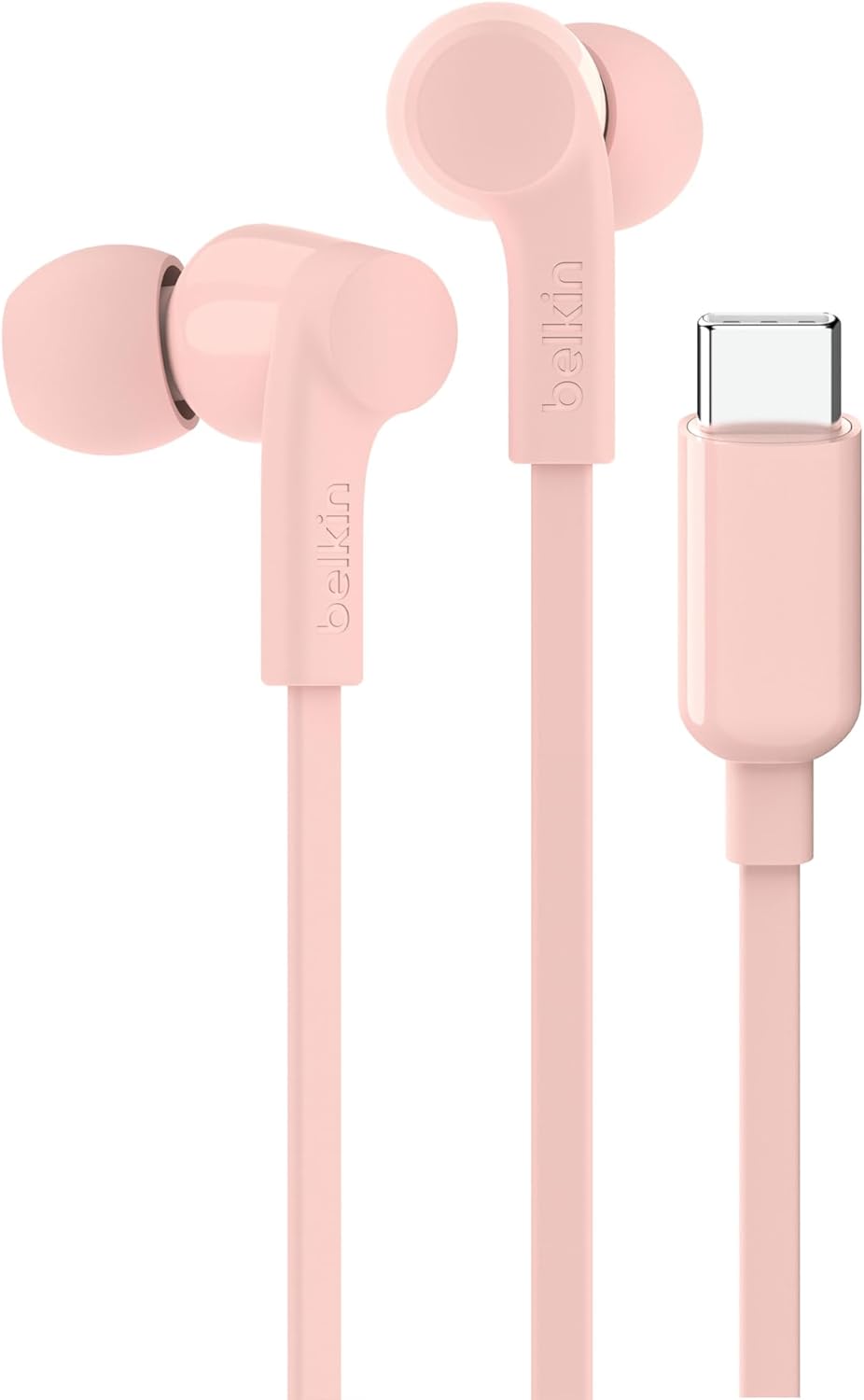 Belkin SoundForm Wired Headphones with USB-C Connector, in-Ear Wired Earphones with Microphone – Wired Earbuds for iPhone 15, iPad mini, Galaxy S24, Android & More (USB-C Headphones) – Pink
