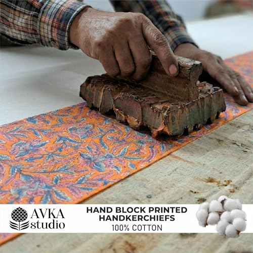 Image of AVKA Studio Unisex Handkerchiefs - Soft Cotton Handcrafted Hankies - Sweat Absorbing, Machine Washable, Thin & Lightweight