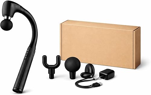 Miniatura 7 de Pistola de masaje de tejido profundo con mango extendido, percusión de 0.472 in, velocidad ajustable y 4 cabezales intercambiables para cuello,