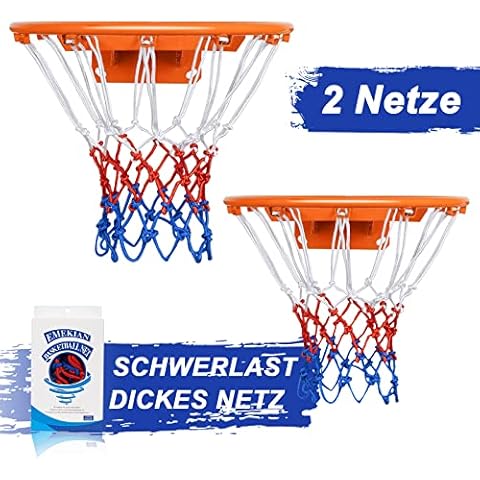 EMEKIAN 2 Pack Basketball Net Replacement 12 Loop Nylon Basketball Net Blue Red White Standard Basketball Hoop Net for Outdoor Indoor Sports Heavy Duty Polyester Basketball Net Replacement Cover