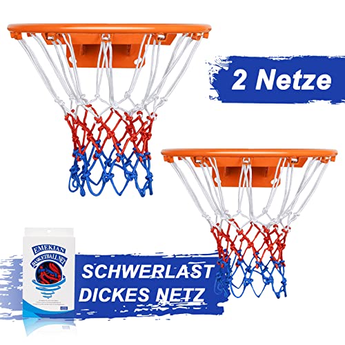 2x Basketballnetze 3mm Polyester - Rot/Weiß/Blau Für Indoor & Outdoor Körbe
