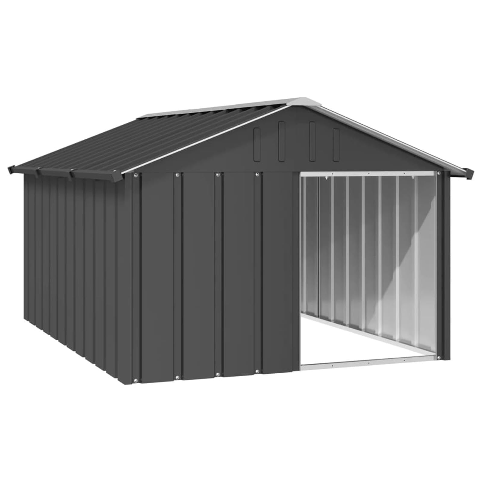 IKAYAA Recinto per Cani da Esterno Casetta per Cani Gabbia per Cani Box per Cani da Esterno Acciaio Zincato-Antracite-116.5 x 153 x 81.5 cm