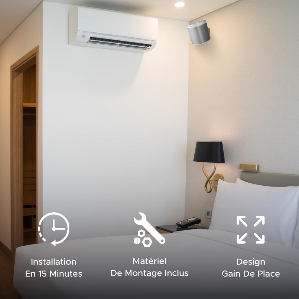 Play 1 Paire de Supports muraux Blanc compatibles avec Sonos Play:1 Uniquement, Lot de 2, mécanisme de pivotement et d'inclinaison réglable, 2 Supports de Montage Comprenant Toutes Les Fixations