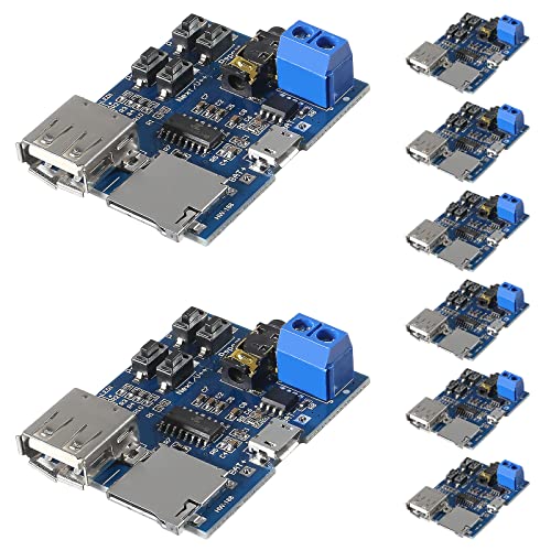 Coliao MP3デコーダープレーヤーモジュール TFカード Uディスク再生 オーディオアンプ付き オーディオデコーディングプレーヤーモジュール マイクロUSB 5V電源 8個