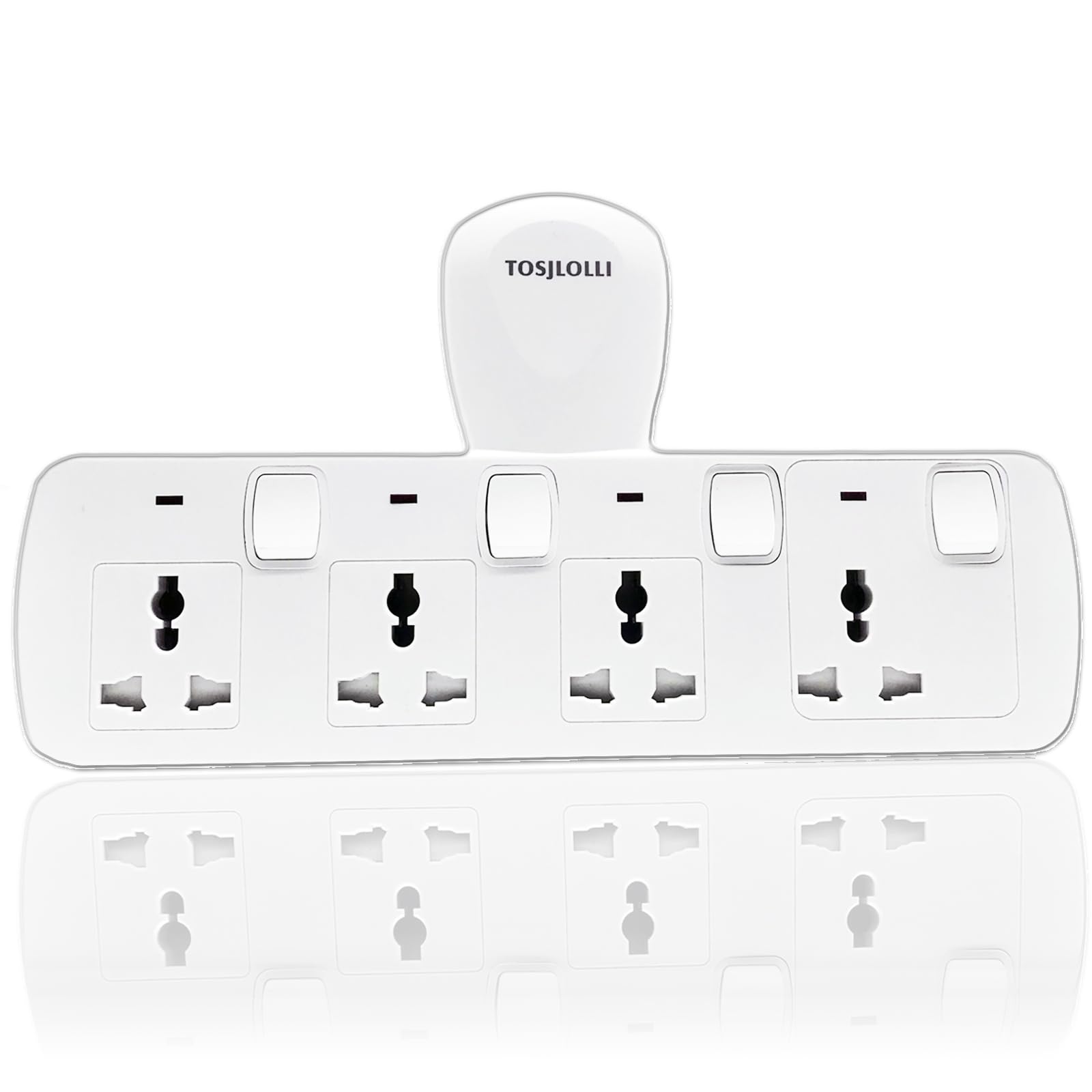 Multi Plug Extension Socket 4 Way Electrical Outlet Extender Wall Charger Universal Plug Adapter Multi-Plug for Dorm, Home, and Office, with Individually Switch White