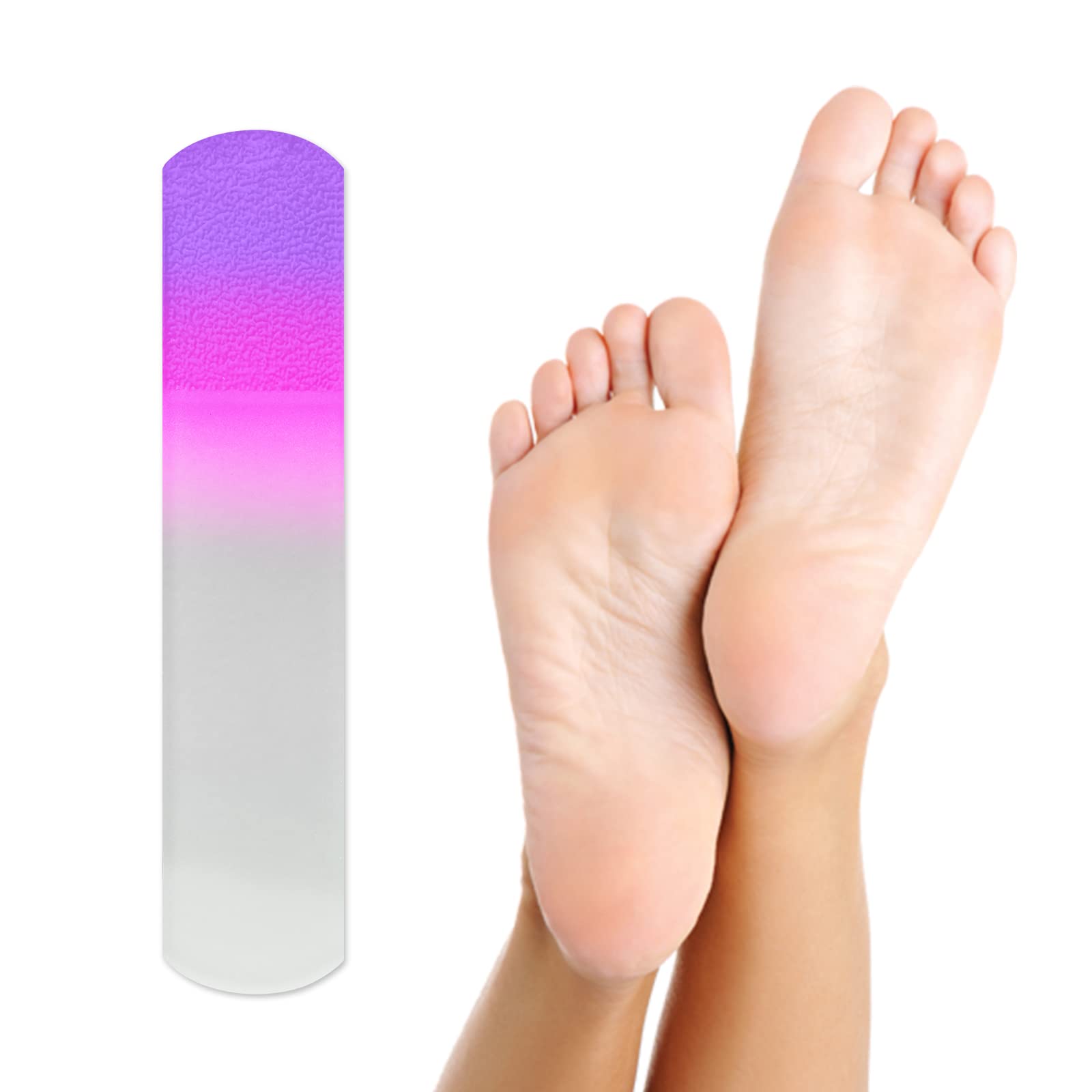 Lima de pie de cristal de cristal, raspadora de callos de maíz, removedor de piel dura y gruesa, herramientas de pedicura profesional, color arcoíris degradado, herramienta de cuidado de pies 3