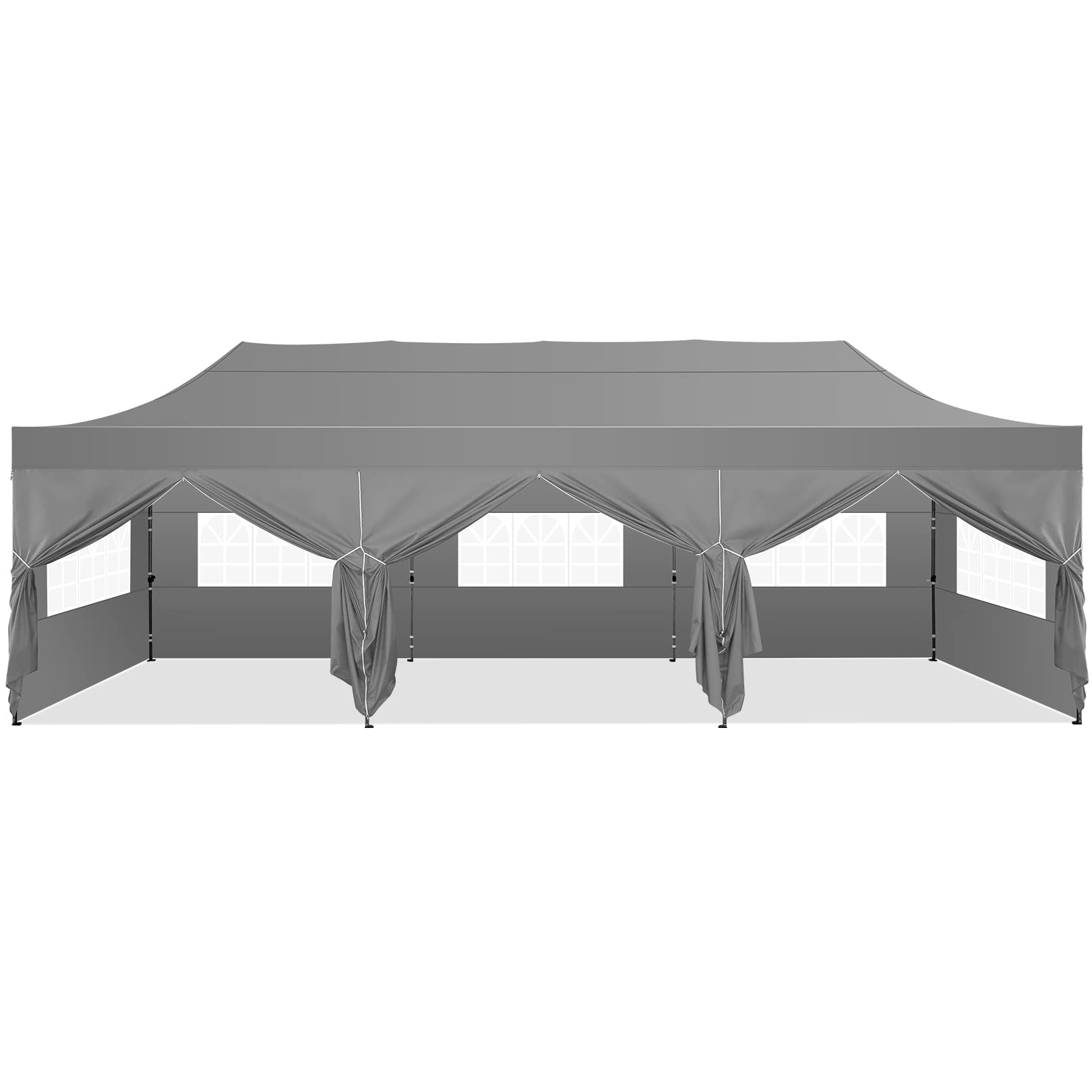HOTEEL 10x30 Pop Up Canopy with 8 Sidewall (10 x 30 ft Gray)