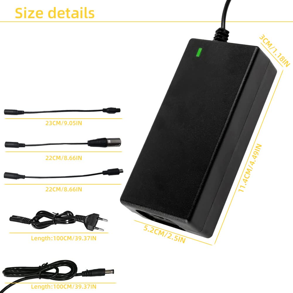 LUFEIS Ładowarka do skutera elektrycznego, kabel do ładowania hoverboard, 42 V 2 A AC E Scooters, kabel do ładowania z 4 przyłączami, do Ninebot Xiaomi Scooters, deskorolka elektryczna 36 V, do