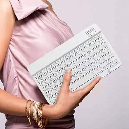 BK-100 Mini Bluetooth Keyboard Wireless Rechargeable Keyboard iOS, Android, Mac OS and Windows For Mobile, Tablet & TV Colors: (Black, White) (White)