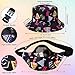 2 Pcs 80s 90s Fanny Pack Bucket Hat Waist Bag 80s 90s Outfit Retro Summer Sports Party Fashion Accessories for Men Women (Black)