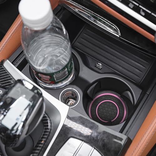 Image of Osilly 2 Pack Car Coasters for Cup Holder, 2.75 Inch No-Slip Anti Dust Insert Coaster, Universal Auto Waterproof Coasters Silicon Insulation Cup Mats for Woman Man, Suit for Vehicle Interior (Pink)