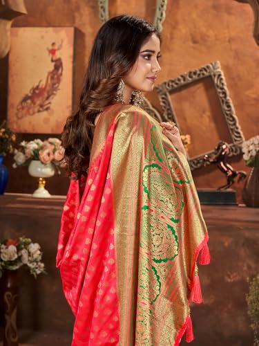 Image of Mehrang Women's Pure Kanjivaram Silk Saree Banarasi Silk Wedding Sarees for Women with Blouse Piece