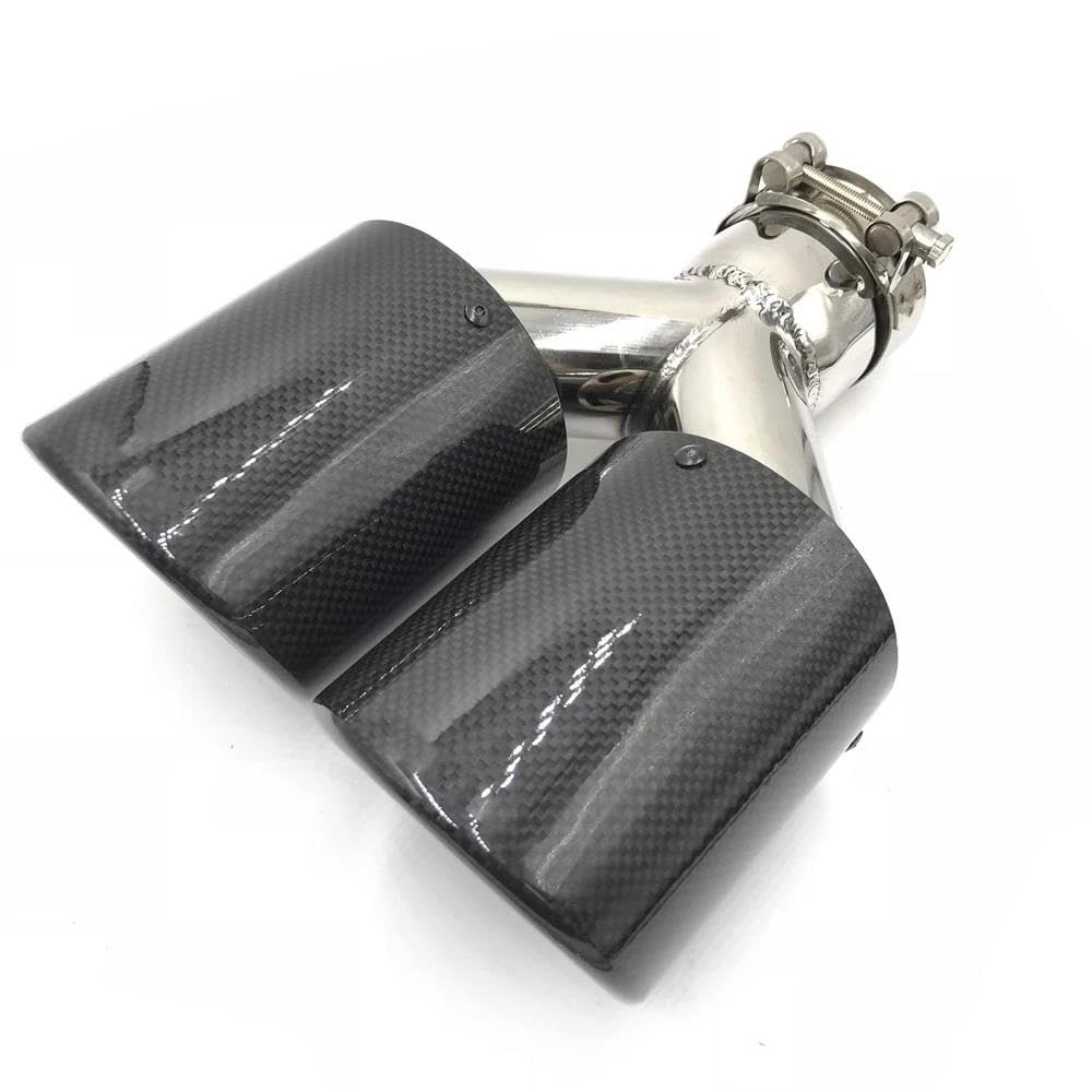 Terminale di Scarico 1 Pezzo Doppio Carbonio Doppio Silenziatore Punta Universale Tubo Scarico Silenziatori Punte Scarico per Benz Punta di Scarico Coda(ID 51-OD 101)