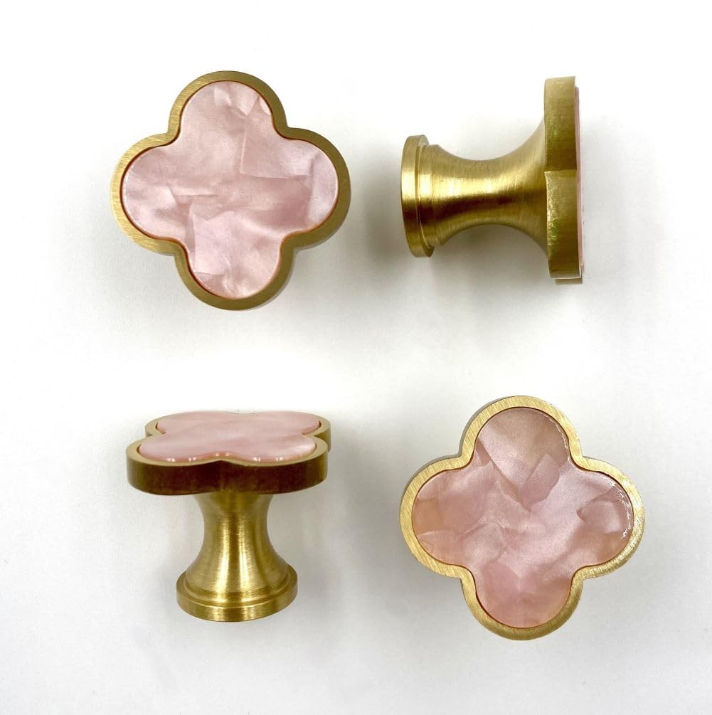 Ganci decorativi da parete in ottone massiccio, ganci a vite per cappotti, zaini, borse, ganci da parete in oro champagne fantasia (rosa fiorito) (confezione da 4)