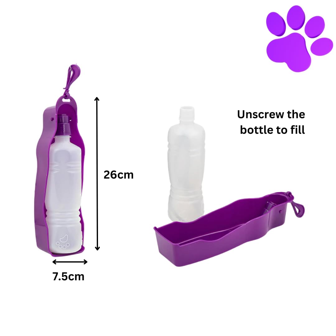 Pet Travel Kit - Bowl, Water Bottle, Toy & 20 Eco Doggy Bags - Compact Bundle, Orange & Purple - Image 3