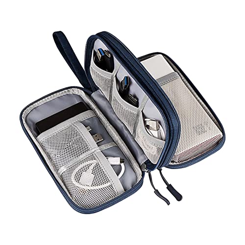 Sac de rangement pour accessoires électroniques, sac de voyage universel pour câbles, banque d'alimentation, clé USB, chargeur, disque dur, organisateur de casque (bleu) Cover