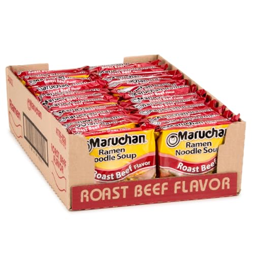 Maruchan Ramen Roast Beef, Instant Ramen Noodles, Ready to Eat Meals, 3 Oz, 24 Count
