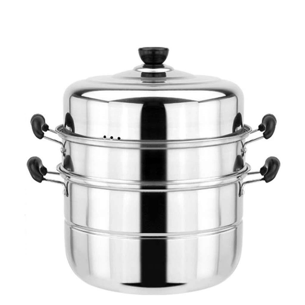 GTHTUHFD Stainless Steel Steamer Pot With Tempered Glass Lid, Steamer For Cooking Soup, Vegetables, Seafood,