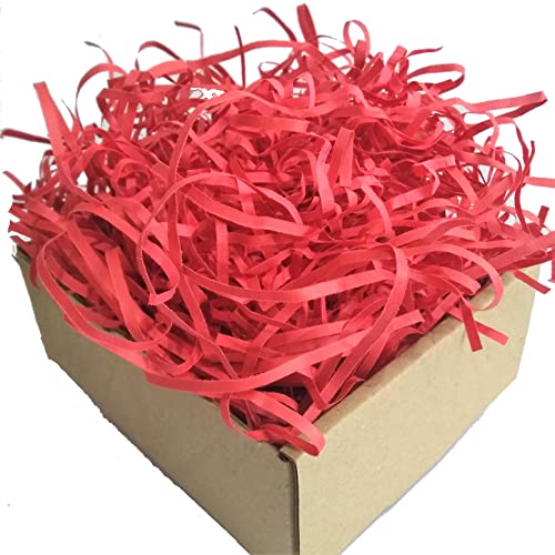 Image of Shredded Paper for Packing 1 kg, Gift Wrapping Paper Shreds, Paper Grass, Paper Shreds for Gift Packing, DIY Craft, Easter Decoration, Baby Shower Decorations - Red
