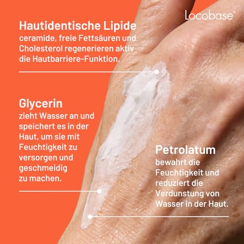 Locobase Repair Creme - 72h Feuchtigkeitscreme für sehr trockene & rissige Haut - Körper & Gesichtspflege - regeneriert die Hautbarriere - parfümfrei - dermatologisch getestet - 30g
