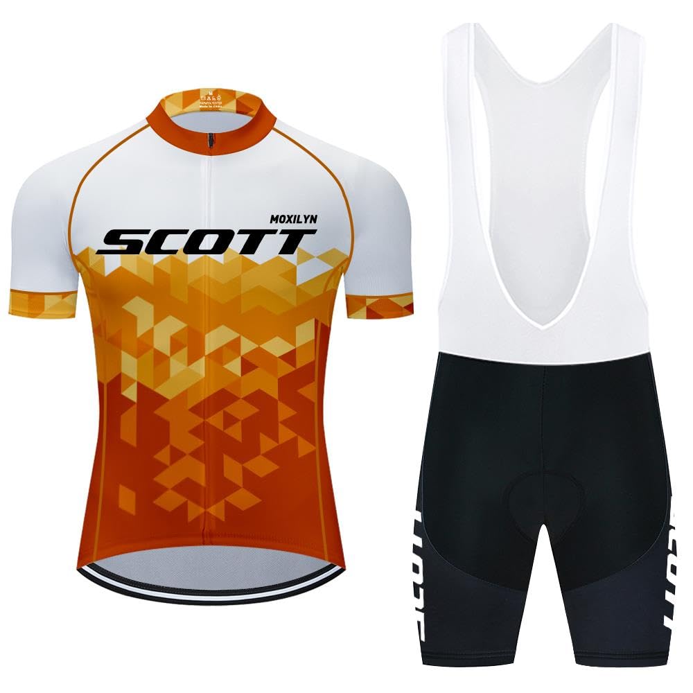 Moxilyn Abbigliamento Ciclismo Set Manica Corta Tuta Ciclismo Uomo Completo Ciclismo Estivo per Bici da MTB con Pantaloncini Imbottiti in Gel Traspirante