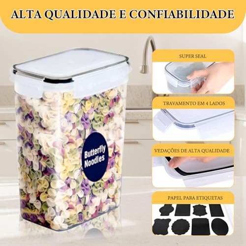 Kit Potes Hermeticos, Potes Tampa Hermético, Potes de Armazenamento Tampas Herméticas, Pote Hermetic