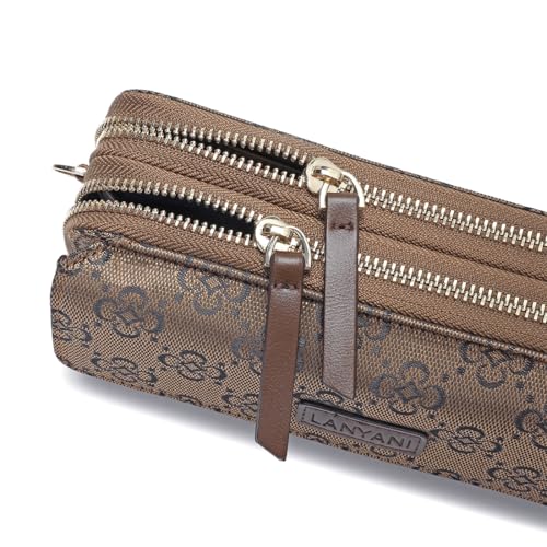 Image of Lanyani RFID Crossbody Wallet Wristlet Purse with Phone Pocket For Women Vegan Leather
