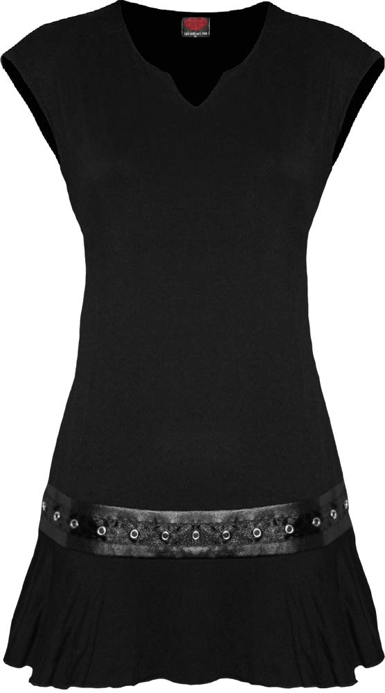 Spiral - Gothic Rock - Stud Waist Mini Dress Black - 3XL