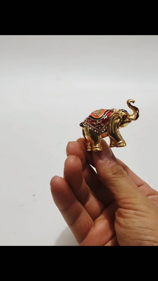 Small Elephant Figurine Jewelry Trinket Box Hinged  on Amazon Live