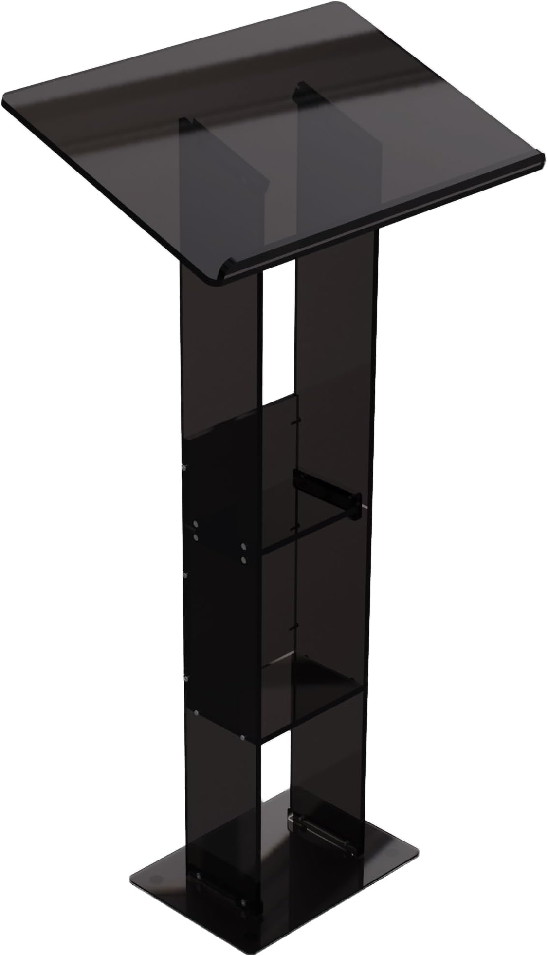 CRYSFLOA Large Acrylic Podium Black Podium Stand with Storage Shelf Wedding Christmas Birthday Classroom Professional Presentation Podium Reading Surface Platform for Office 23.6" L x 15.7" W x 46" H