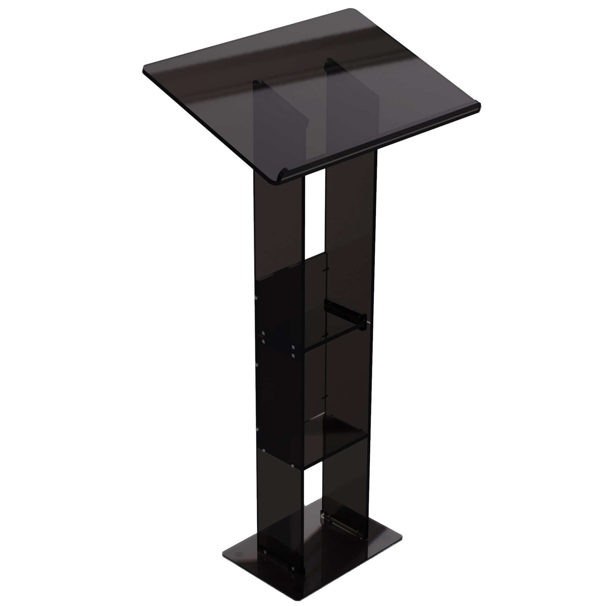 CRYSFLOA Large Acrylic Podium Black Podium Stand with Storage Shelf Wedding Christmas Birthday Classroom Professional Presentation Podium Reading Surface Platform for Office 23.6" L x 15.7" W x 46" H