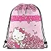Sac à Cordon Classique-Hello Kitty avec Lettre Sac à Dos de Gymnastique Sacs à bandoulière Sac de Rangement de Sport pour Homme Femme