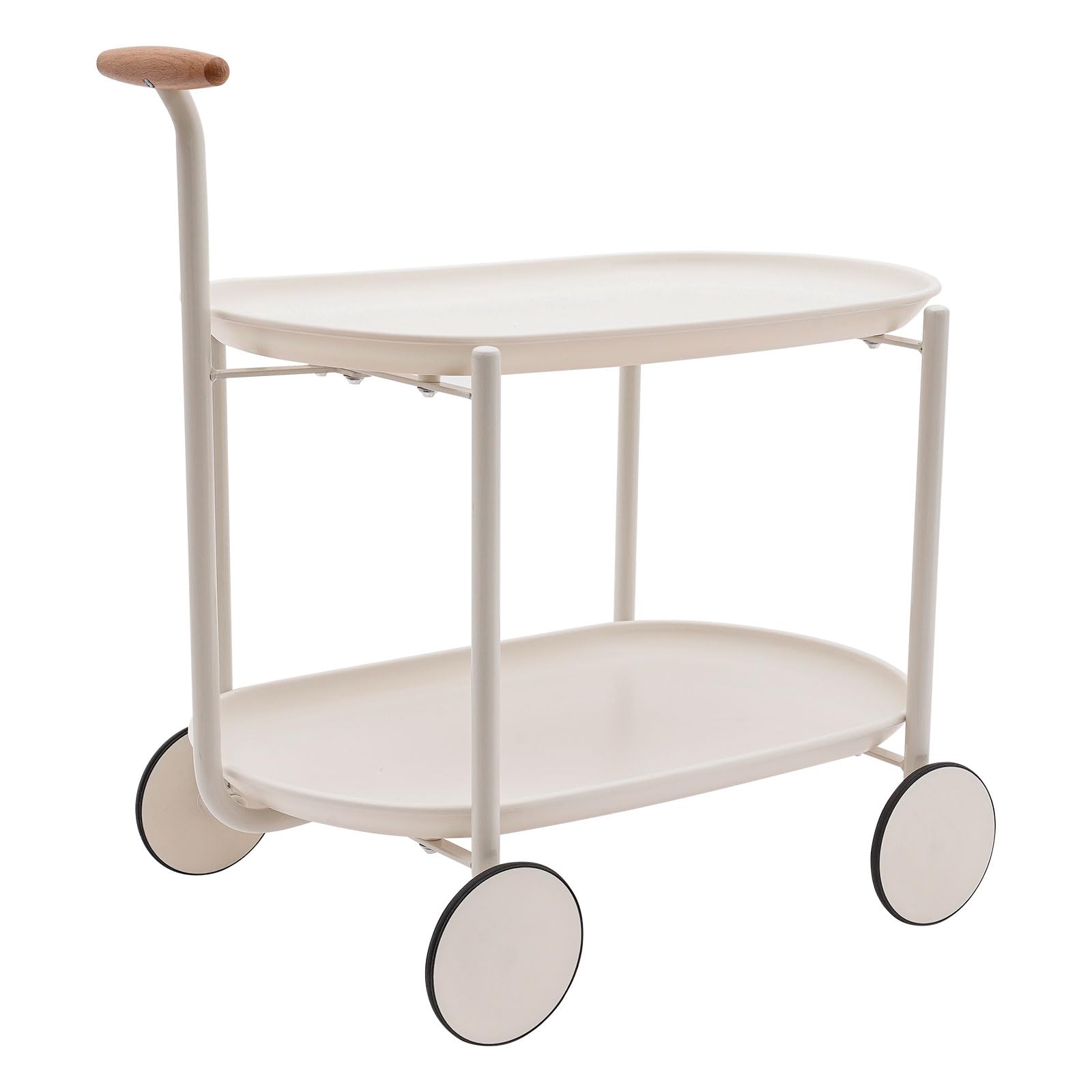Carrello da servizio, carrello da cucina, multifunzione, in ABS, con ruote, manico e 2 ripiani, 63 x 42 x 64,5 cm (bianco)