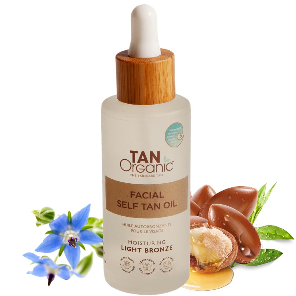 – TanOrganic Certified Moisturising Self Tanning Oil Fake Tan for Face Organic Natural Vegan 50ml