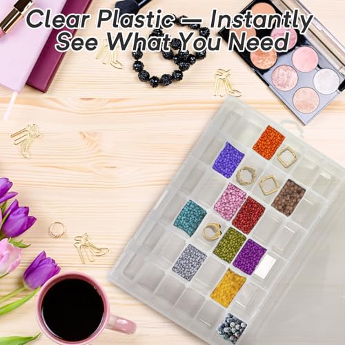 2/4 Pack 36 Grid Plastic Organizer Box with Dividers – Clear Small Craft Storage Container and Bead Organizer Box for Jewelry, DIY, Nail Art, Fishing Tackle, Small Parts (4 Pack)
