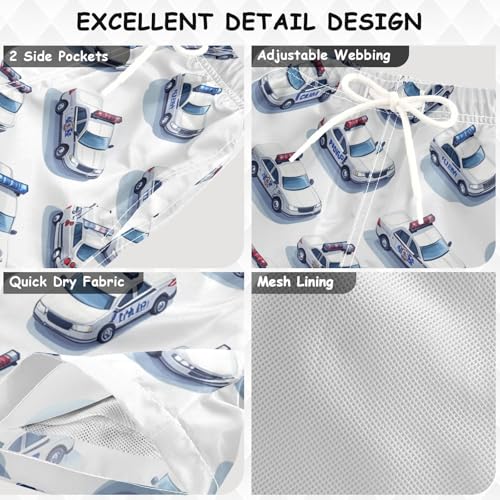 Cute Police Cars Boys Swim Trunks Cartoon Toys Toddler Beach Board Shorts Baby Summer Bathing Suit 4T Multicolor3